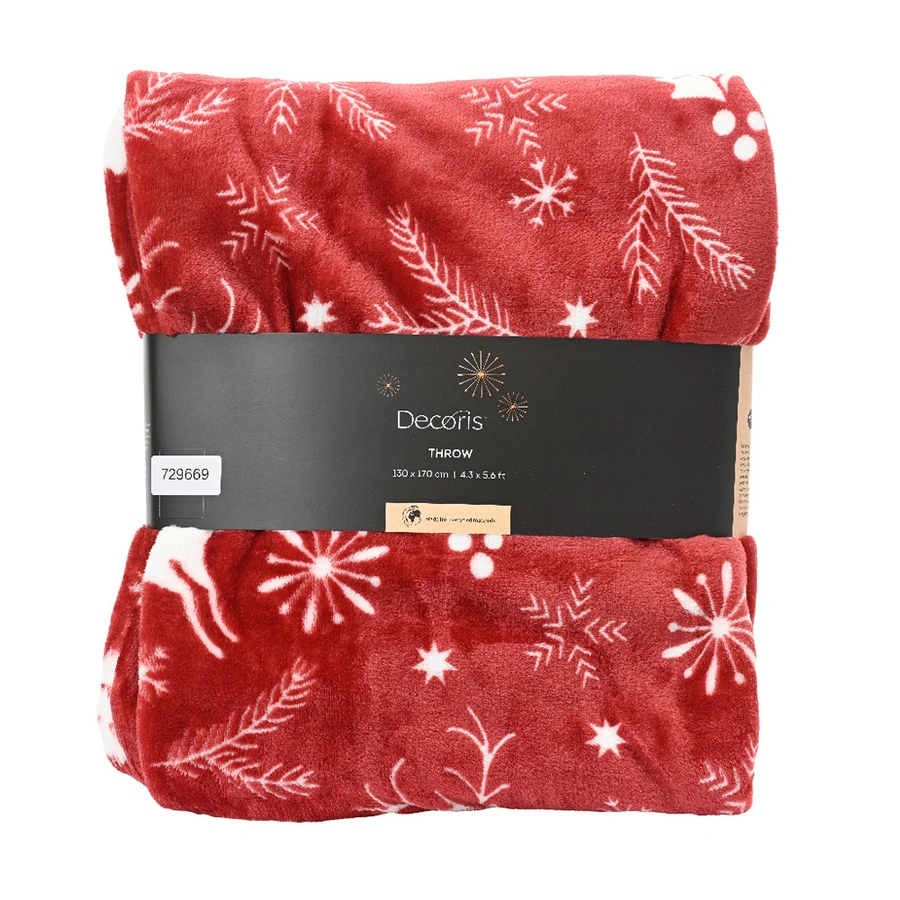 Sprei Rendieren 130x170 - Rood - afbeelding 1