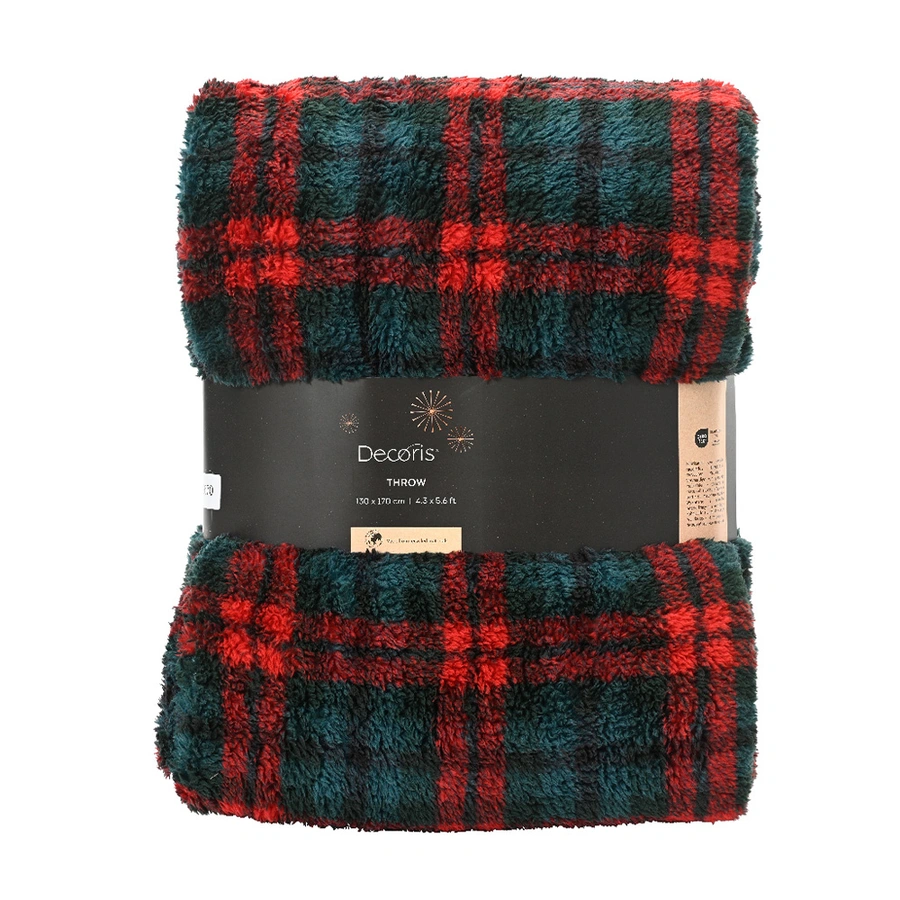 Sprei Ruitjes 130x170 - Rood/Groen - afbeelding 1