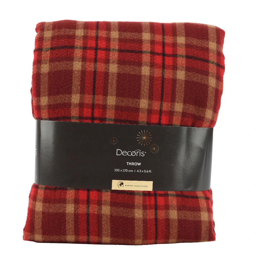 Plaid Geruit 150x130 - Rood/Bruin - afbeelding 1