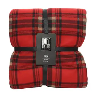 Sprei Ruit 130x150 cm - Rood - afbeelding 1