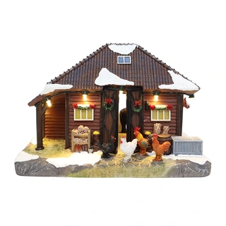 Santaville Stal met Ponny en Kippen LED