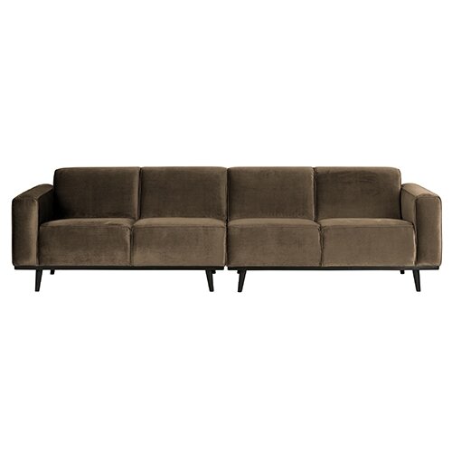 BePureHome Statement 4-zits Bank 280 Cm Fluweel Taupe - afbeelding 1