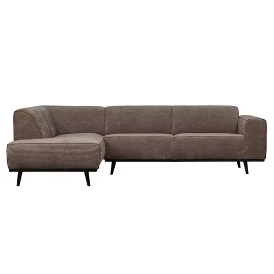 BePureHome Statement Hoekbank Links Platte Brede Rib Taupe - afbeelding 1