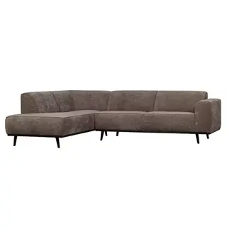 BePureHome Statement Hoekbank Links Platte Brede Rib Taupe - afbeelding 3