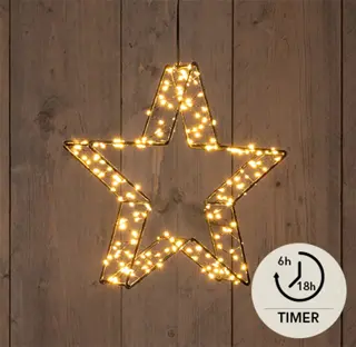 LED Ster 3D Zwart - 26x6 cm