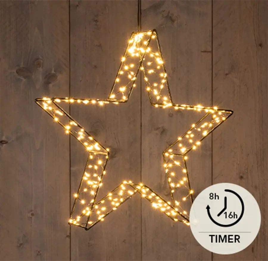 LED Ster 3D Zwart - 36x7 cm