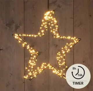 LED Ster 3D Zwart - 36x7 cm