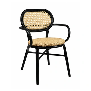 Tuin Armstoel Wicker - Zwart/Naturel