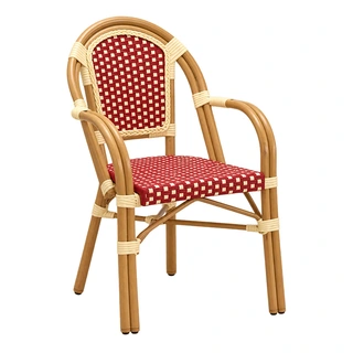 Tuin Armstoel Wicker - Ivoor/Rood