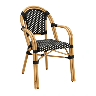 Tuin Armstoel Wicker - Ivoor/Zwart