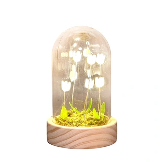 Glazen Paasstolp Tulpen LED - 8,5x14 cm | Tuincentrum De Boet