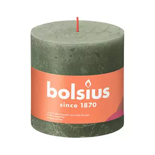 Bolsius Stompkaars Rustiek Ø10x10 cm - Fresh Olive