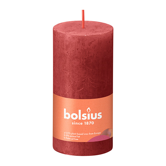 Bolsius Stompkaars Rustiek Ø5x10 cm - Delicate Red