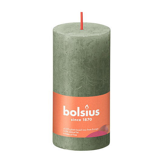 Bolsius Stompkaars Rustiek Ø5x10 cm - Fresh Olive