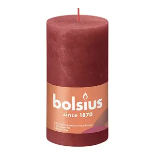 Bolsius Stompkaars Rustiek Ø6,8x13 cm - Delicate Red
