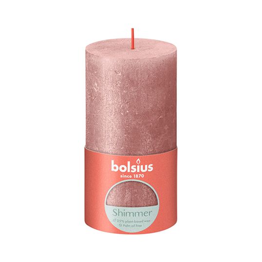 Bolsius Stompkaars Rustiek Shimmer 13x6,8 cm - Roze
