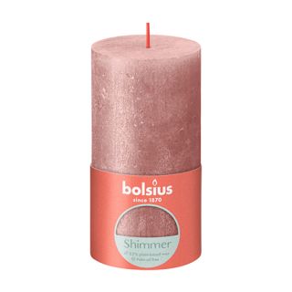 Bolsius Stompkaars Rustiek Shimmer 13x6,8 cm - Roze