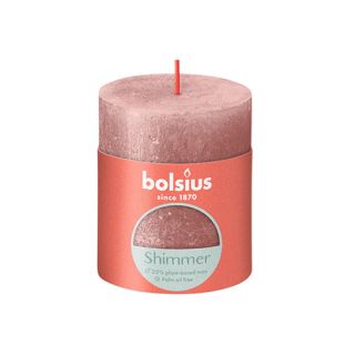 Bolsius Stompkaars Rustiek Shimmer 8x6,8 cm - Roze