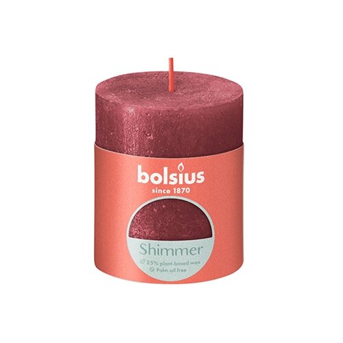 Bolsius Stompkaars Rustiek Shimmer 8x6,8 cm - Rood