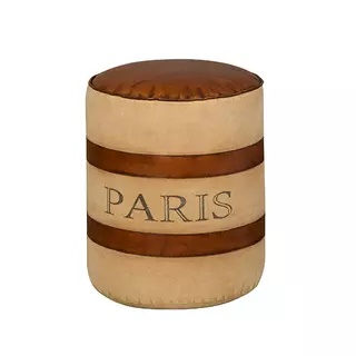 Tower Living Stool Leather brown - Canvas beige