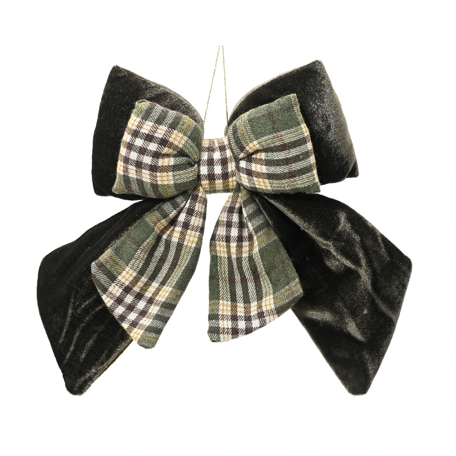 Kerstboom Strik Geruit 23 cm - Rosemarijn