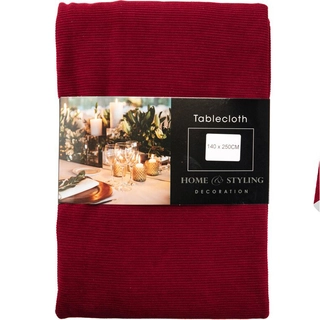Tafelkleed Ribbel Burgundy - 140x250 cm - afbeelding 1