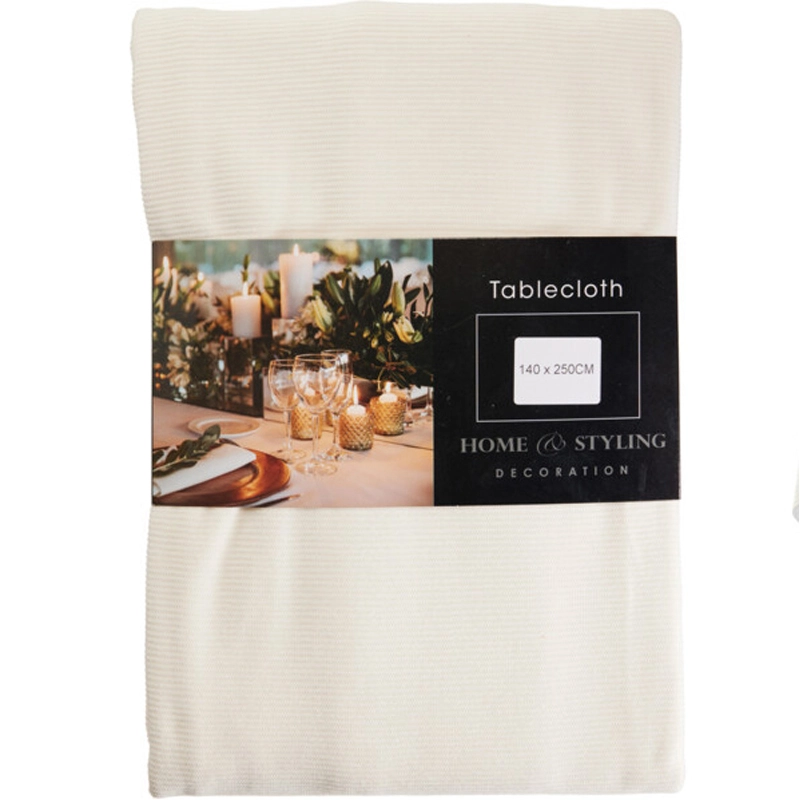 Tafelkleed Ribbel Creme - 140x250 cm - afbeelding 1
