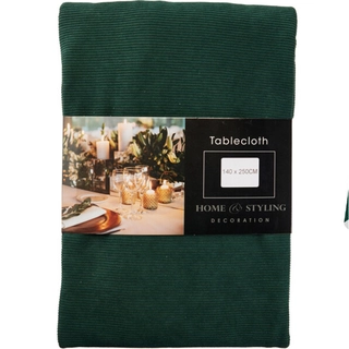 Tafelkleed Ribbel Donkergroen - 140x250 cm