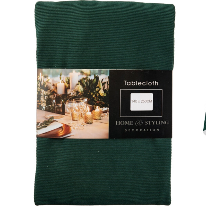 Tafelkleed Ribbel Donkergroen - 140x250 cm - afbeelding 1