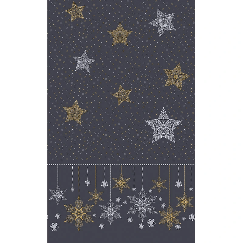 Duni Tafellaken Snowstars Black - 138x220cm