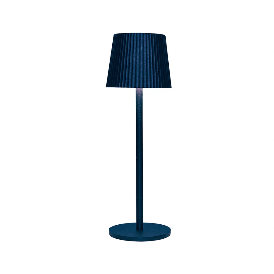 Tafellamp Ribbel Oplaadbaar Metallic Blauw - Ø9x27,5 cm