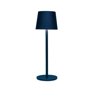 Tafellamp Ribbel Oplaadbaar Metallic Blauw - Ø9x27,5 cm