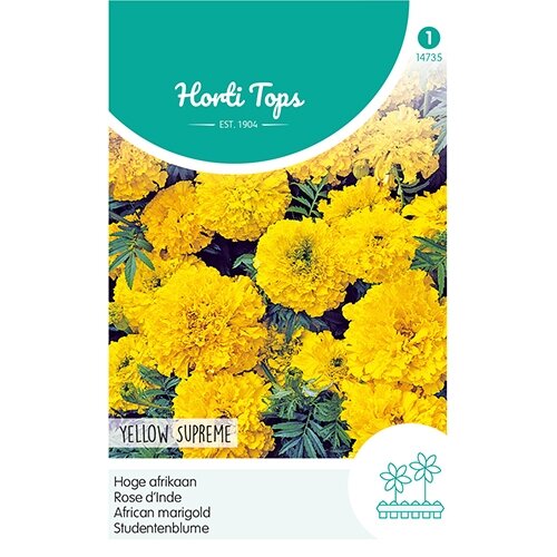 Horti Tops Tagetes, hoge Afrikaan Yellow Supreme - afbeelding 1