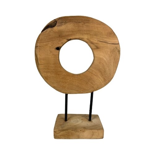 Teak Cirkel op Standaard Naturel - 35 cm