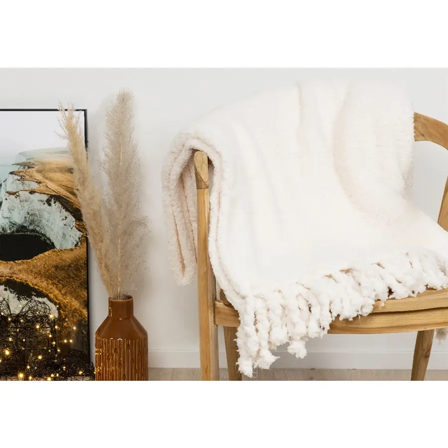 Teddy Plaid Met Franjes - 130 x 170 cm - afbeelding 4