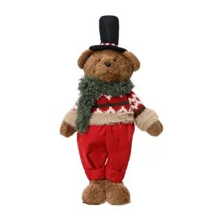 Knuffel Beertje met Kerstmuts - 37 cm