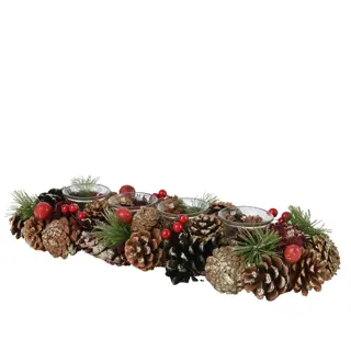 Theelichthouder met Kerststukje Rood - 45 cm