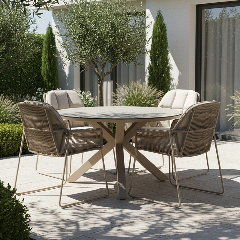 Tierra Outdoor Rivera Diningset Champagne - Rond - afbeelding 1
