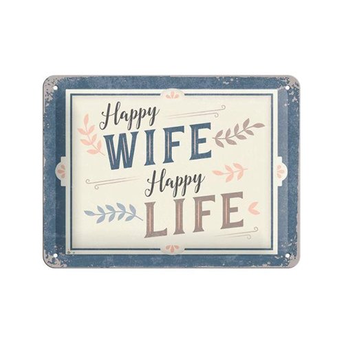 Wandplaat Metaal 15x20 Happy Wife
