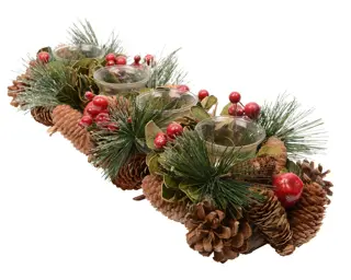 Theelichthouder Met Kerststukje Rood - 47 cm