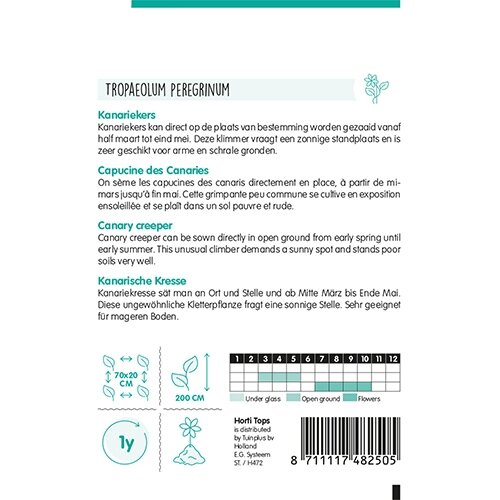 Horti Tops Tropaeolum, Kanariekers geel - afbeelding 2