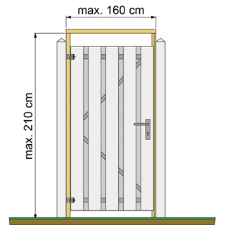 Tuindeurkozijn geschaafd grenen met aanslaglat, max. 160 cm breed, groen geïmpregneerd