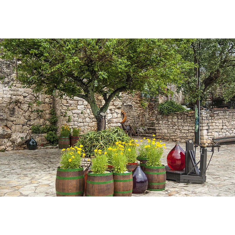 Tuinschilderij Bloemen in vaten - 130x70 cm