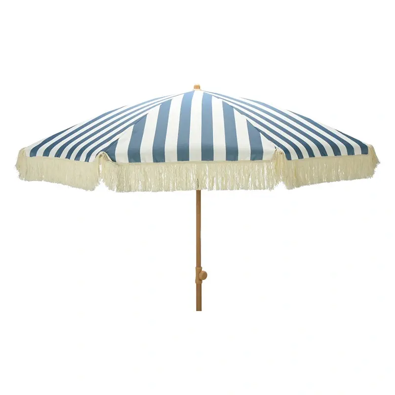 Tuinparasol Gestreept Blauw/Wit - Ø200 cm - afbeelding 1