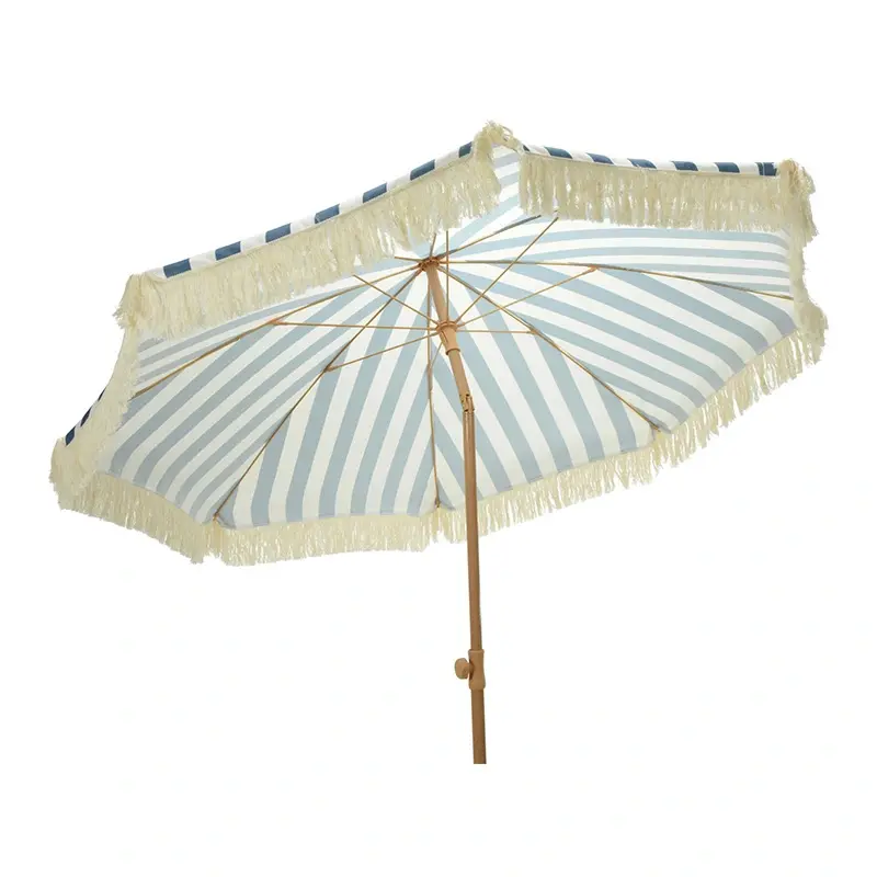 Tuinparasol Gestreept Blauw/Wit - Ø200 cm - afbeelding 2