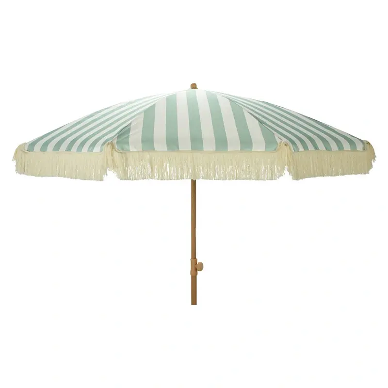 Tuinparasol Gestreept Groen/Wit - Ø200 cm - afbeelding 1