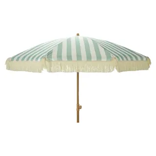 Tuinparasol Gestreept Groen/Wit - Ø200 cm - afbeelding 1