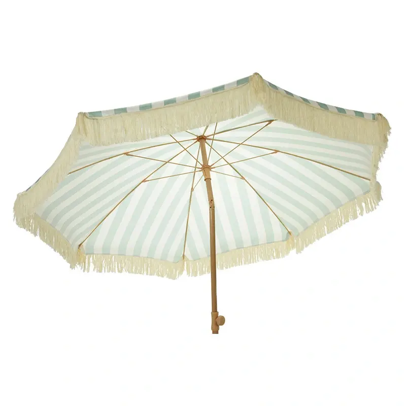 Tuinparasol Gestreept Groen/Wit - Ø200 cm - afbeelding 2