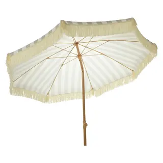 Tuinparasol Gestreept Taupe/Wit - Ø200 cm - afbeelding 2