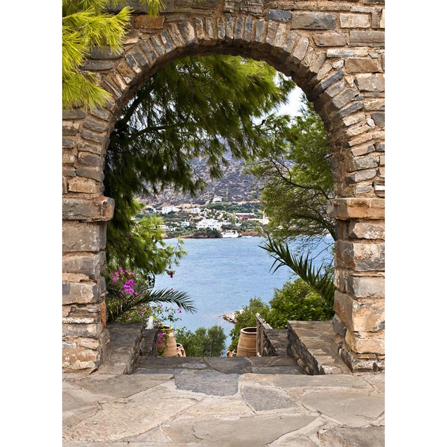 Tuinposter Mediterraanse Doorkijk - 117x163 cm